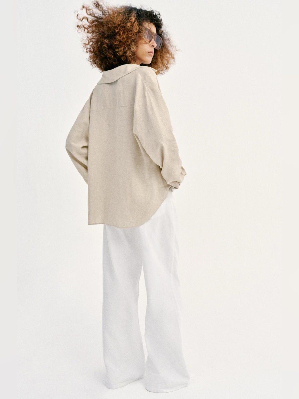 ZARA | linen blend button up | size medium